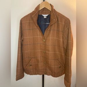 Christopher and Banks Plaid Bomber Jacket in Rust Orange